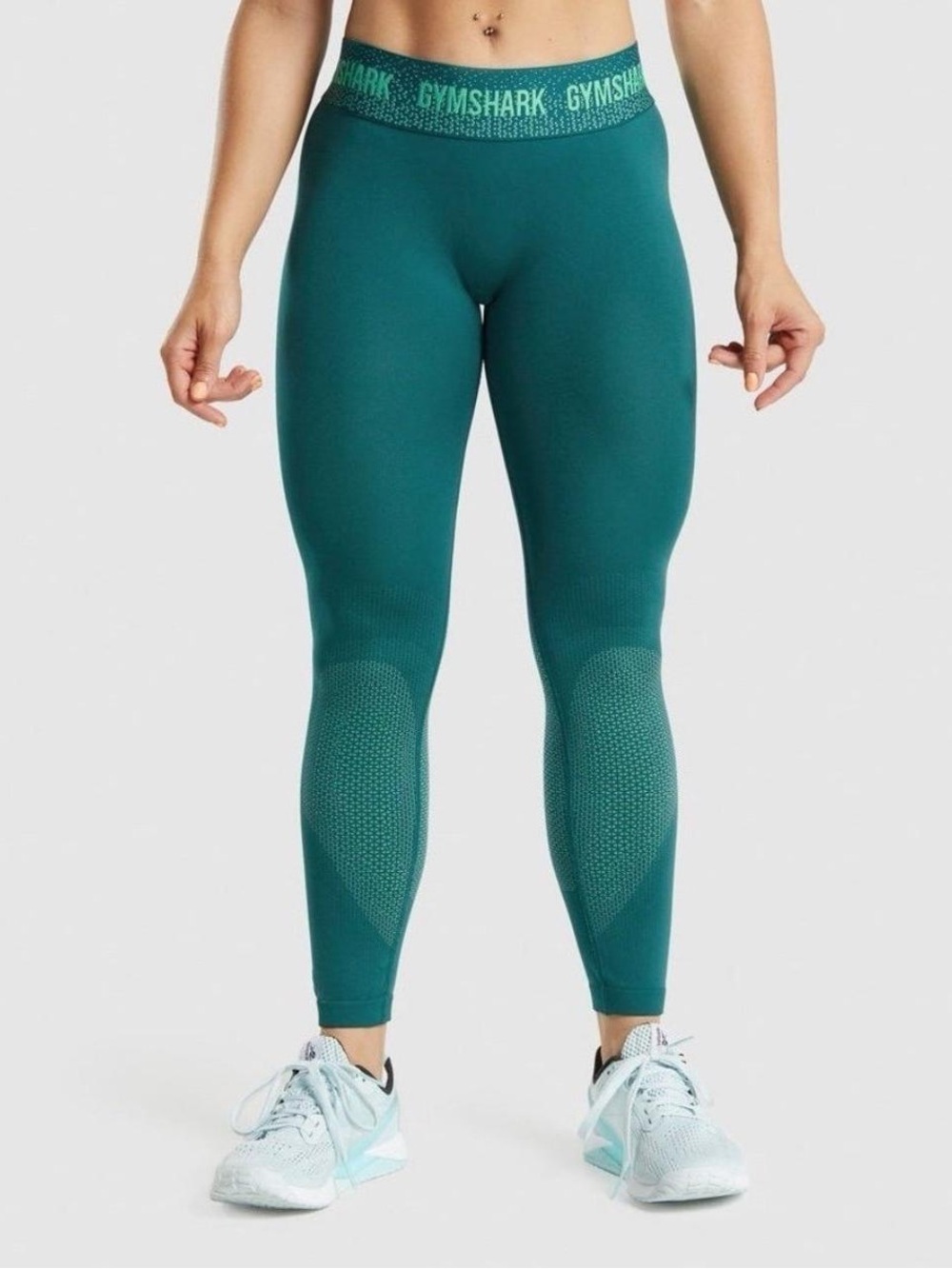 Gymshark - Deep Teal Seamless High-Waist Compress Cropped Leggings, Size Small